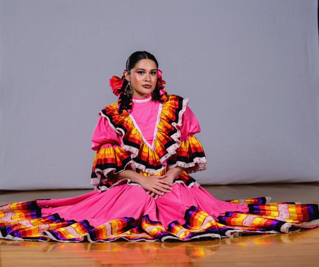 Tati in a more recognizable dress from the region of Jalisco, Mexico.