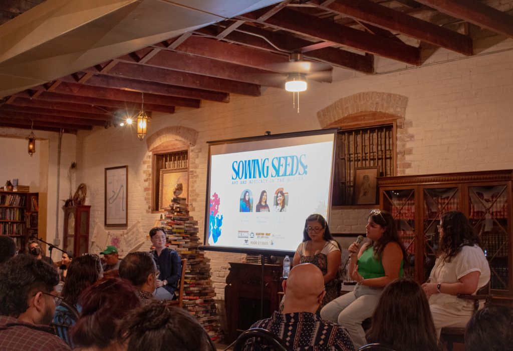 Cecilia Sierra of Flower Shop Art Residency speaking during “Sowing Seeds.”