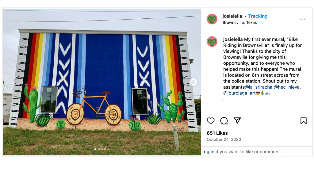 A screenshot of @josieleila’s Instagram post of a mural she painted.