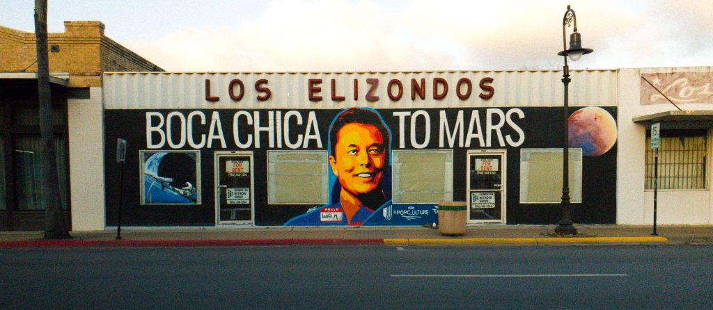 A photo of the Elon Musk mural, shown fixed.