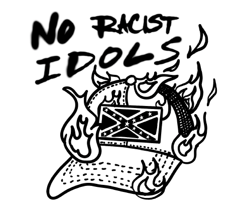 Illustration of a Confederate hat on fire.