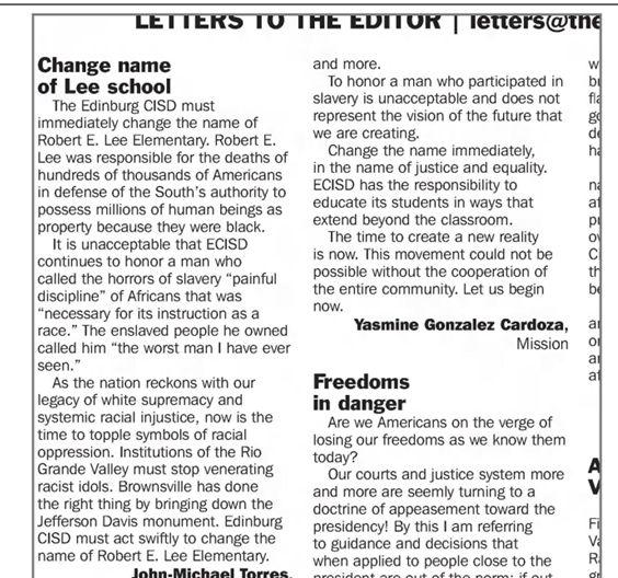 An opinion piece in the newspaper: “The Monitor.”