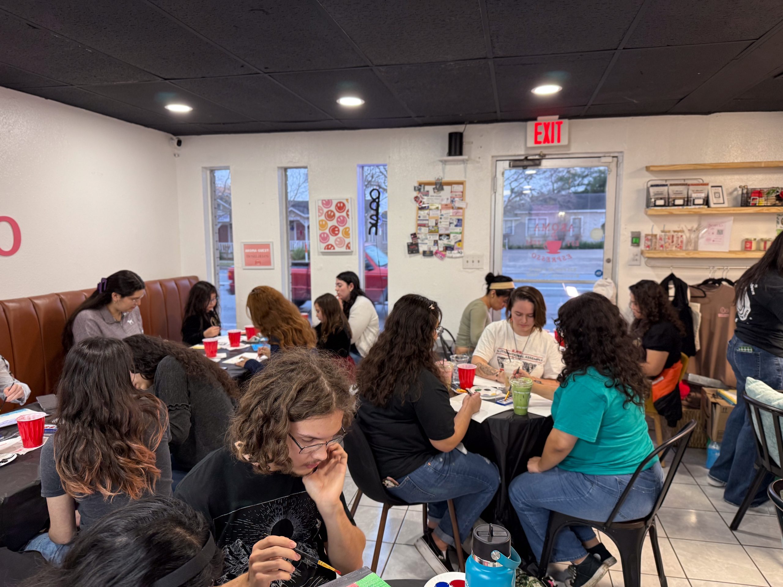 Paint and sip attendees working on their paintings.