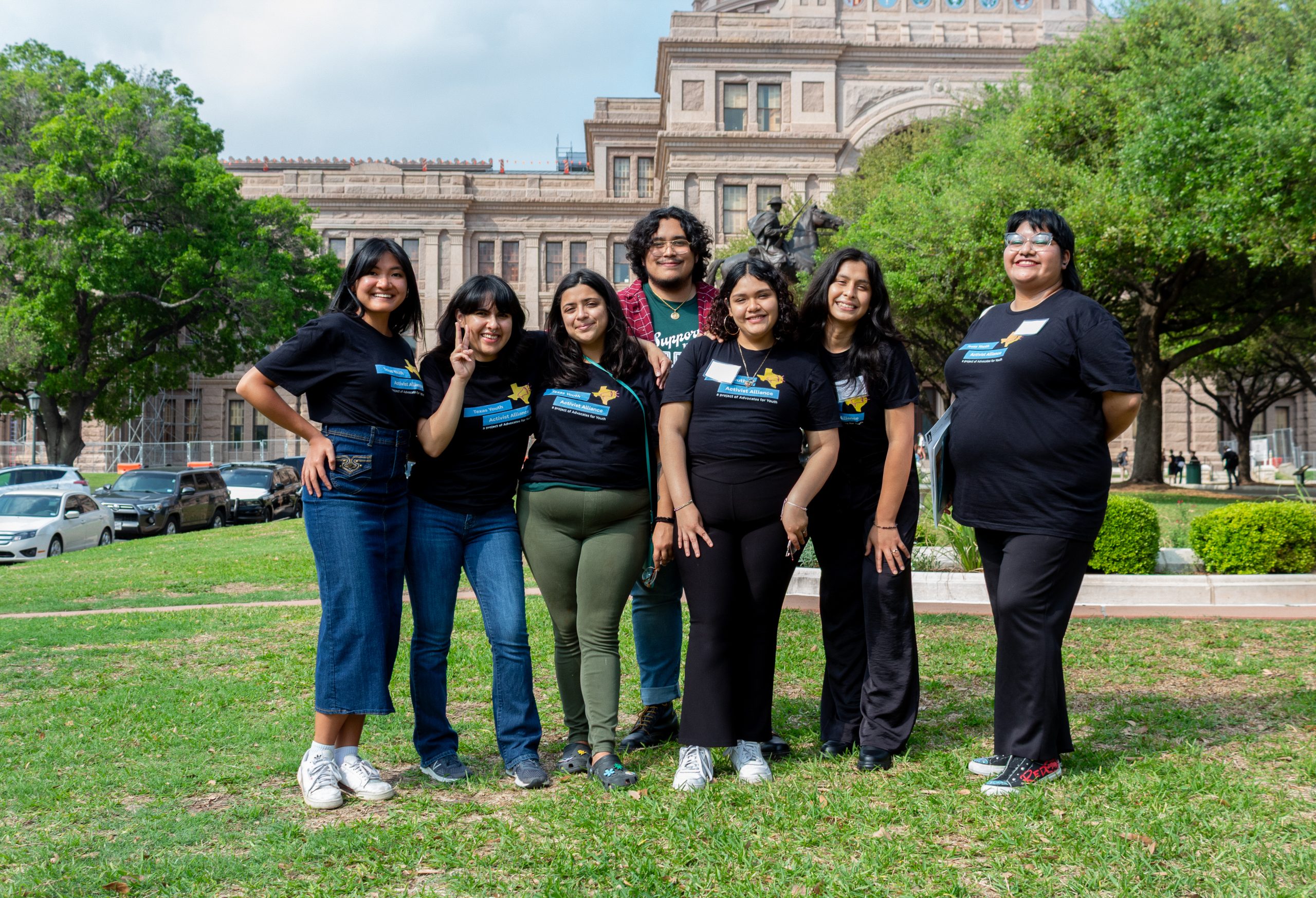 The Texas Youth Activist Alliance team pose for a photo at the Capitol.