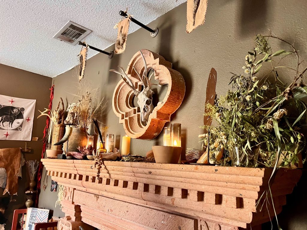 An altar adorned with a variety of locally sourced goods.
