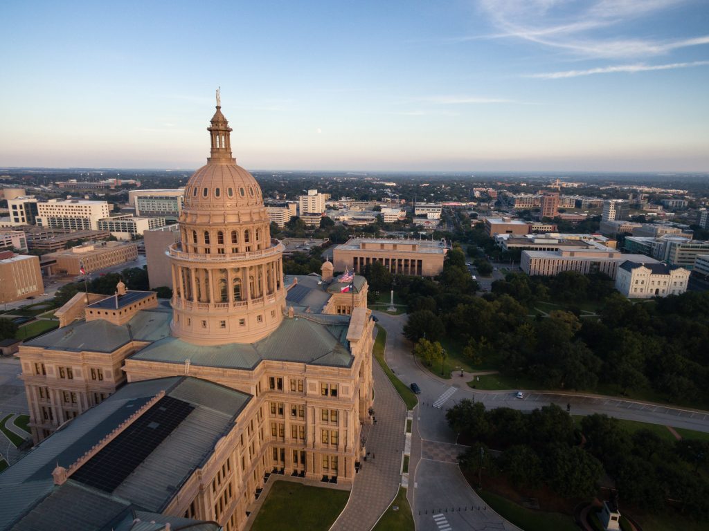 This is the building where the laws are made in Texas Austin Skyline in the background