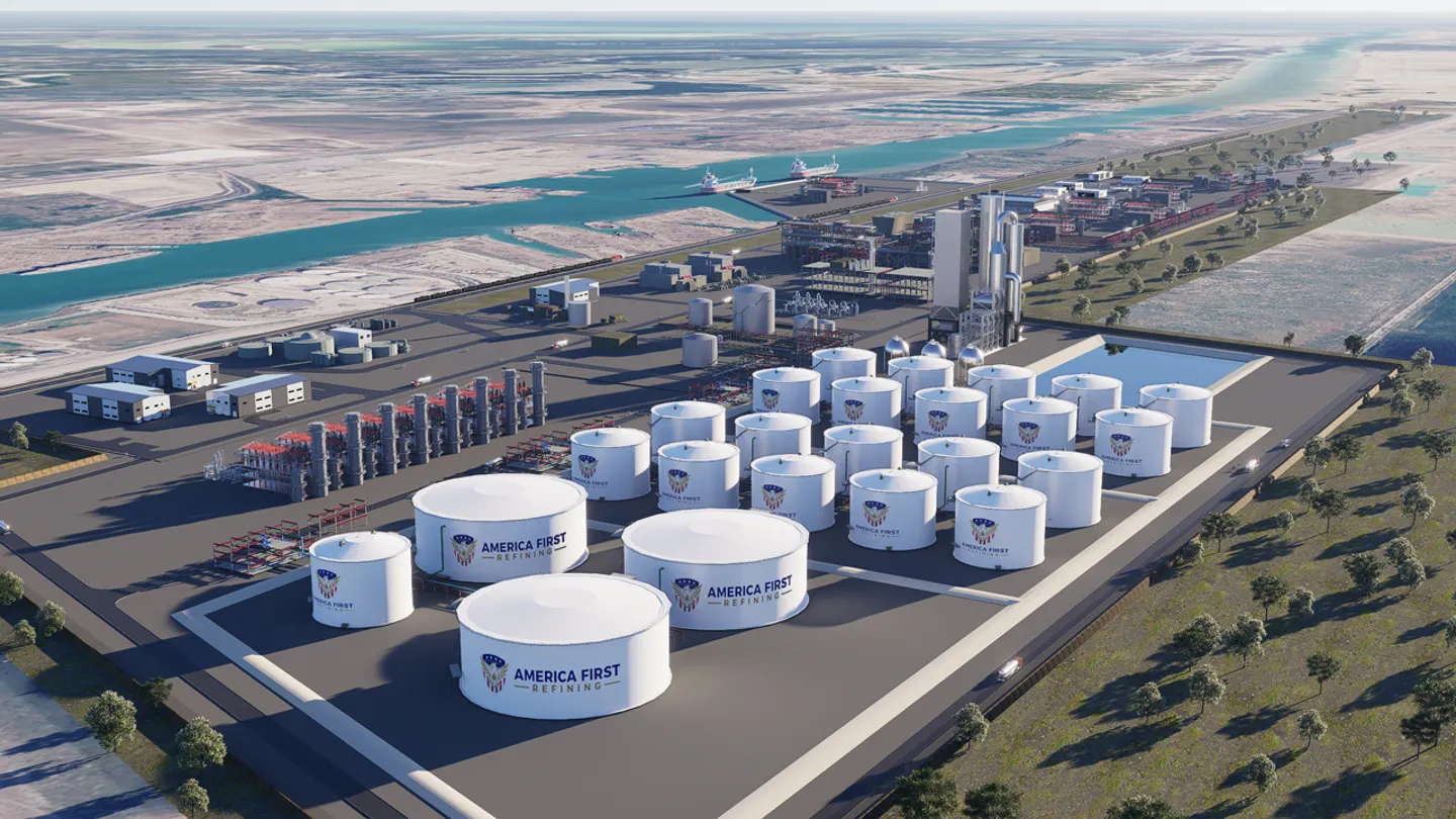 3D Rendering of America First Oil Refinery at the Port of Brownsville.