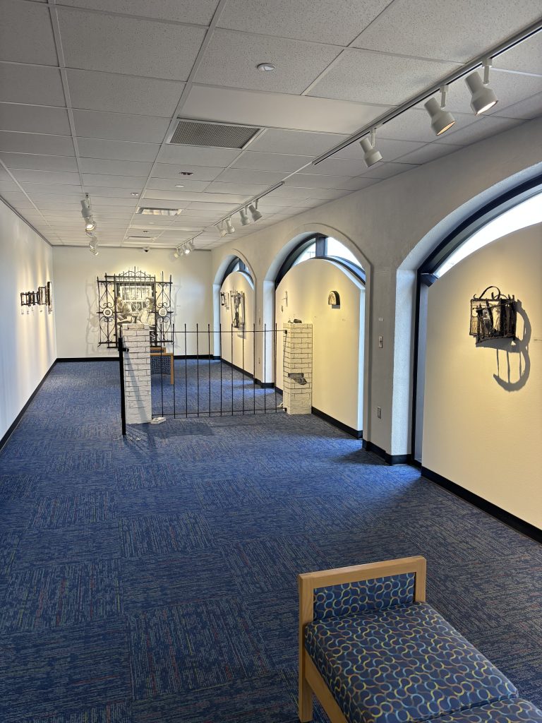 Jesus Treviño’s exhibition “Broken Rejas” exhibition pieces in view at the South Texas College Library Art Gallery, 2026.