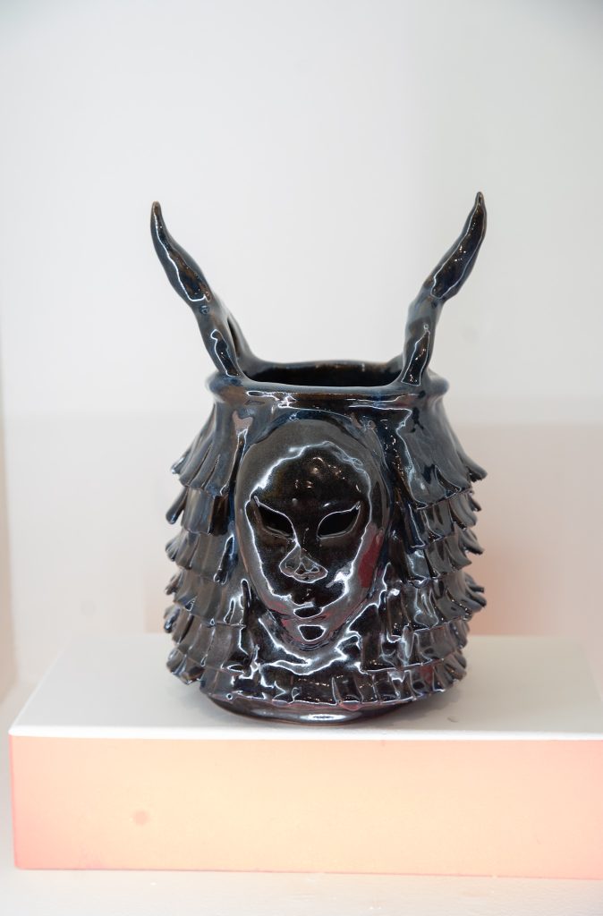Josuè Ramirez, “Pignatta Deity Vessel - Black,” 2025, stoneware ceramic piece with highfire black glaze